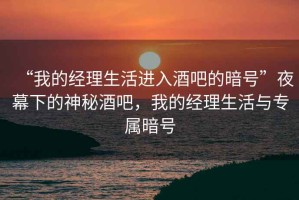 “我的經(jīng)理生活進入酒吧的暗號”夜幕下的神秘酒吧，我的經(jīng)理生活與專屬暗號