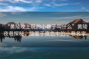 “黃陵晚上玩的小巷子叫什么”黃陵夜巷探秘，隱匿于夜色中的小巷名字