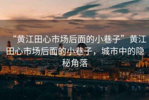 “黃江田心市場后面的小巷子”黃江田心市場后面的小巷子，城市中的隱秘角落