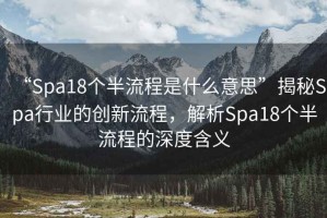 “Spa18個半流程是什么意思”揭秘Spa行業(yè)的創(chuàng)新流程，解析Spa18個半流程的深度含義
