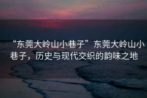 “東莞大嶺山小巷子”東莞大嶺山小巷子，歷史與現(xiàn)代交織的韻味之地