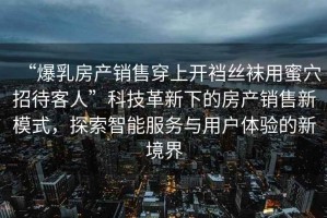 “爆乳房產(chǎn)銷售穿上開襠絲襪用蜜穴招待客人”科技革新下的房產(chǎn)銷售新模式，探索智能服務(wù)與用戶體驗的新境界