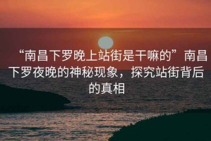 “南昌下羅晚上站街是干嘛的”南昌下羅夜晚的神秘現(xiàn)象，探究站街背后的真相