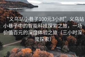 “義烏站小巷子100元3小時(shí)”義烏站小巷子中的智能科技探索之旅，一場(chǎng)價(jià)值百元的深度體驗(yàn)之旅（三小時(shí)深度探索）