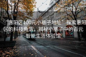“惠陽區(qū)100元小巷子地址”探索惠陽區(qū)的科技角落，揭秘小巷子中的百元智能生活體驗(yàn)館
