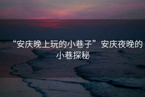 “安慶晚上玩的小巷子”安慶夜晚的小巷探秘