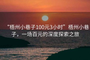 “梧州小巷子100元3小時”梧州小巷子，一場百元的深度探索之旅