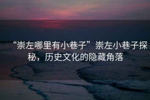 “崇左哪里有小巷子”崇左小巷子探秘，歷史文化的隱藏角落