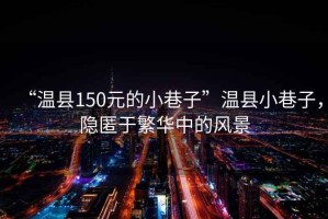 “溫縣150元的小巷子”溫縣小巷子，隱匿于繁華中的風(fēng)景
