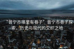 “普寧市哪里有巷子”普寧市巷子探索，歷史與現(xiàn)代的交織之地