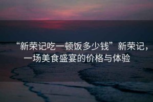 “新榮記吃一頓飯多少錢”新榮記，一場美食盛宴的價格與體驗