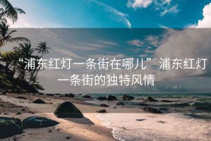“浦東紅燈一條街在哪兒”浦東紅燈一條街的獨(dú)特風(fēng)情