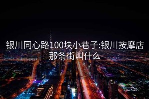 銀川同心路100塊小巷子:銀川按摩店那條街叫什么