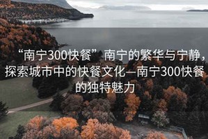 “南寧300快餐”南寧的繁華與寧靜，探索城市中的快餐文化—南寧300快餐的獨特魅力