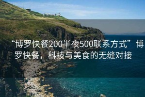 “博羅快餐200半夜500聯(lián)系方式”博羅快餐，科技與美食的無(wú)縫對(duì)接