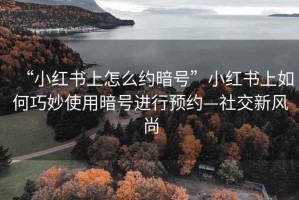 “小紅書上怎么約暗號(hào)”小紅書上如何巧妙使用暗號(hào)進(jìn)行預(yù)約—社交新風(fēng)尚