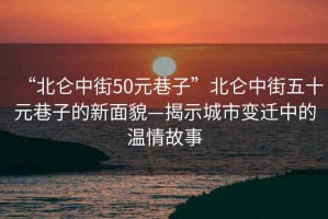 “北侖中街50元巷子”北侖中街五十元巷子的新面貌—揭示城市變遷中的溫情故事