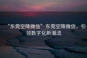 “東莞空降微信”東莞空降微信，引領(lǐng)數(shù)字化新潮流