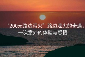 “200元路邊瀉火”路邊泄火的奇遇，一次意外的體驗與感悟