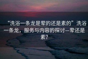 “洗浴一條龍是葷的還是素的”洗浴一條龍，服務與內容的探討—葷還是素？