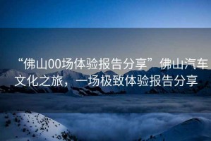 “佛山00場體驗(yàn)報告分享”佛山汽車文化之旅，一場極致體驗(yàn)報告分享