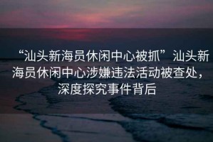 “汕頭新海員休閑中心被抓”汕頭新海員休閑中心涉嫌違法活動被查處，深度探究事件背后