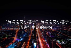“黃埔南崗小巷子”黃埔南崗小巷子，歷史與生活的交織