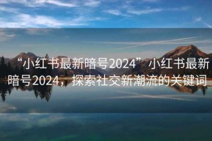 “小紅書(shū)最新暗號(hào)2024”小紅書(shū)最新暗號(hào)2024，探索社交新潮流的關(guān)鍵詞