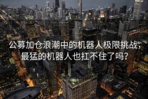 公募加倉浪潮中的機器人極限挑戰(zhàn)，最猛的機器人也扛不住了嗎？