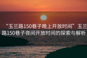 “玉蘭路150巷子晚上開放時(shí)間”玉蘭路150巷子夜間開放時(shí)間的探索與解析