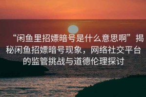 “閑魚里招嫖暗號(hào)是什么意思啊”揭秘閑魚招嫖暗號(hào)現(xiàn)象，網(wǎng)絡(luò)社交平臺(tái)的監(jiān)管挑戰(zhàn)與道德倫理探討