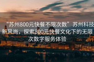 “蘇州800元快餐不限次數(shù)”蘇州科技新風(fēng)尚，探索800元快餐文化下的無限次數(shù)字服務(wù)體驗(yàn)