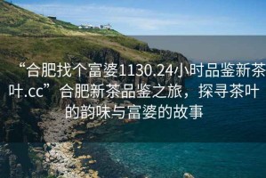 “合肥找個(gè)富婆1130.24小時(shí)品鑒新茶葉.cc”合肥新茶品鑒之旅，探尋茶葉的韻味與富婆的故事
