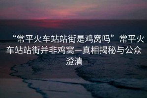 “常平火車站站街是雞窩嗎”常平火車站站街并非雞窩—真相揭秘與公眾澄清