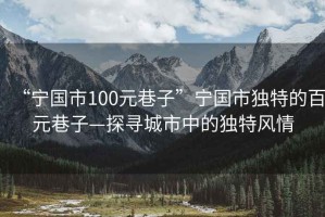 “寧國市100元巷子”寧國市獨(dú)特的百元巷子—探尋城市中的獨(dú)特風(fēng)情