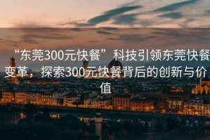 “東莞300元快餐”科技引領(lǐng)東莞快餐變革，探索300元快餐背后的創(chuàng)新與價值