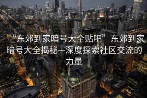 “東郊到家暗號大全貼吧”東郊到家暗號大全揭秘—深度探索社區(qū)交流的力量