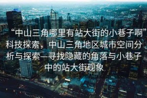 “中山三角哪里有站大街的小巷子啊”科技探索，中山三角地區(qū)城市空間分析與探索—尋找隱藏的角落與小巷子中的站大街現象
