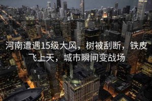 河南遭遇15級(jí)大風(fēng)，樹(shù)被刮斷，鐵皮飛上天，城市瞬間變戰(zhàn)場(chǎng)