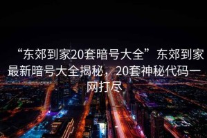 “東郊到家20套暗號大全”東郊到家最新暗號大全揭秘，20套神秘代碼一網(wǎng)打盡
