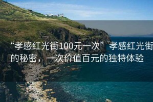 “孝感紅光街100元一次”孝感紅光街的秘密，一次價值百元的獨特體驗