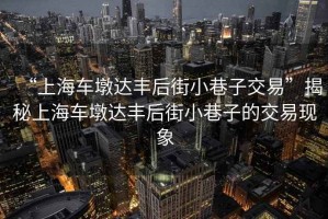 “上海車墩達豐后街小巷子交易”揭秘上海車墩達豐后街小巷子的交易現(xiàn)象