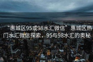 “惠城區(qū)95或98水匯微信”惠城區(qū)熱門(mén)水匯微信探索，95與98水匯的奧秘