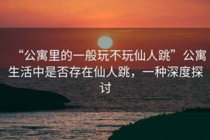 “公寓里的一般玩不玩仙人跳”公寓生活中是否存在仙人跳，一種深度探討