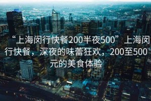 “上海閔行快餐200半夜500”上海閔行快餐，深夜的味蕾狂歡，200至500元的美食體驗