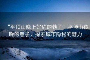 “平頂山晚上好約的巷子”平頂山夜晚的巷子，探索城市隱秘的魅力