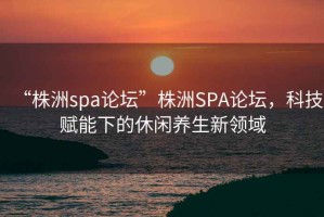 “株洲spa論壇”株洲SPA論壇，科技賦能下的休閑養(yǎng)生新領(lǐng)域