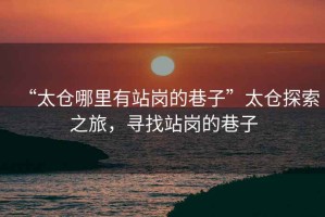 “太倉(cāng)哪里有站崗的巷子”太倉(cāng)探索之旅，尋找站崗的巷子