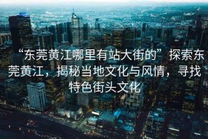 “東莞黃江哪里有站大街的”探索東莞黃江，揭秘當(dāng)?shù)匚幕c風(fēng)情，尋找特色街頭文化