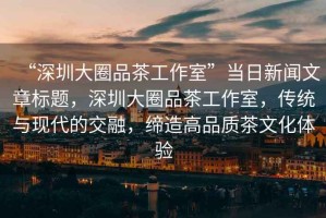 “深圳大圈品茶工作室”當(dāng)日新聞文章標(biāo)題，深圳大圈品茶工作室，傳統(tǒng)與現(xiàn)代的交融，締造高品質(zhì)茶文化體驗